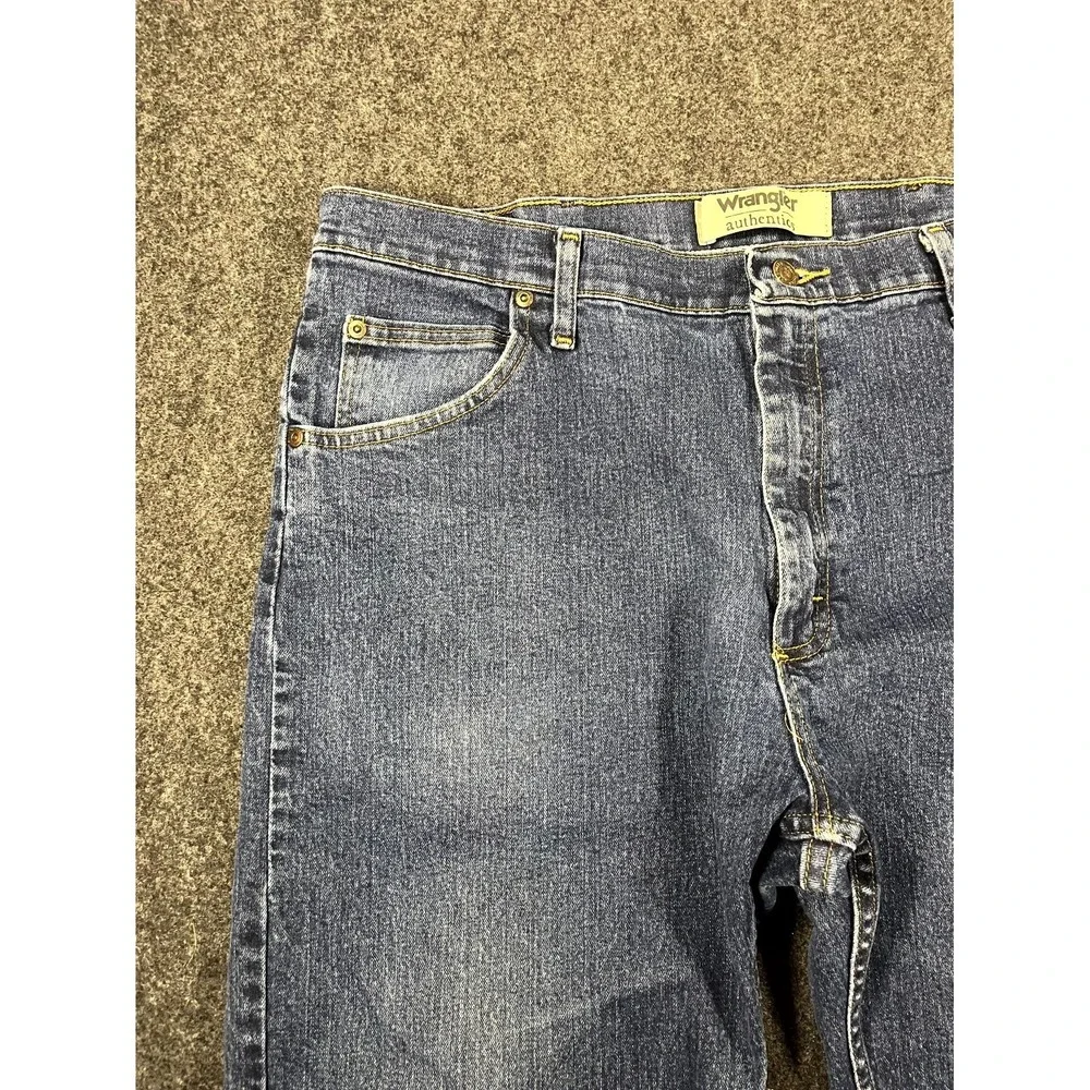 Y2K Wrangler Jeans Mens 38x28 Blue Denim Cotton Stretch‎ Mid Rise Straight Leg